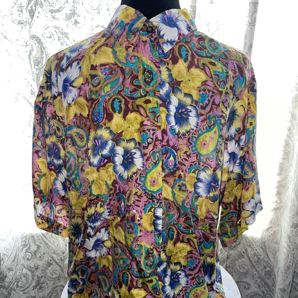 Vintage Silk Button Down Shirt - Protest Size Medium - Picture 1 of 4